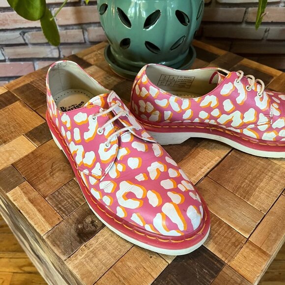 👞 Dr. Martens 1461 Printed Oxfords – Pink/White Leopard – Sz 9W 8M 7UK 41EU - Picture 2 of 5